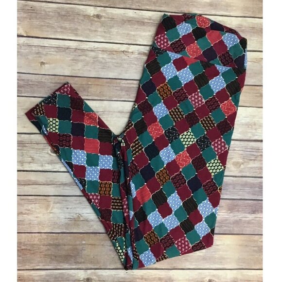 NWT Lularoe TC Leggings Holiday Patchwork Quilt Ornament Christmas Grandmacore - Picture 1 of 3